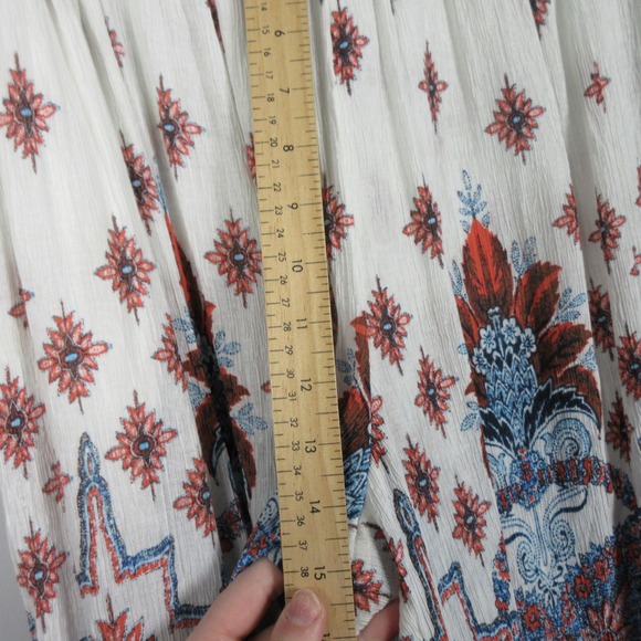 Free People Gold Dust Wide Leg White Paisley Pants Boho Festival Size Medium - Picture 5 of 12